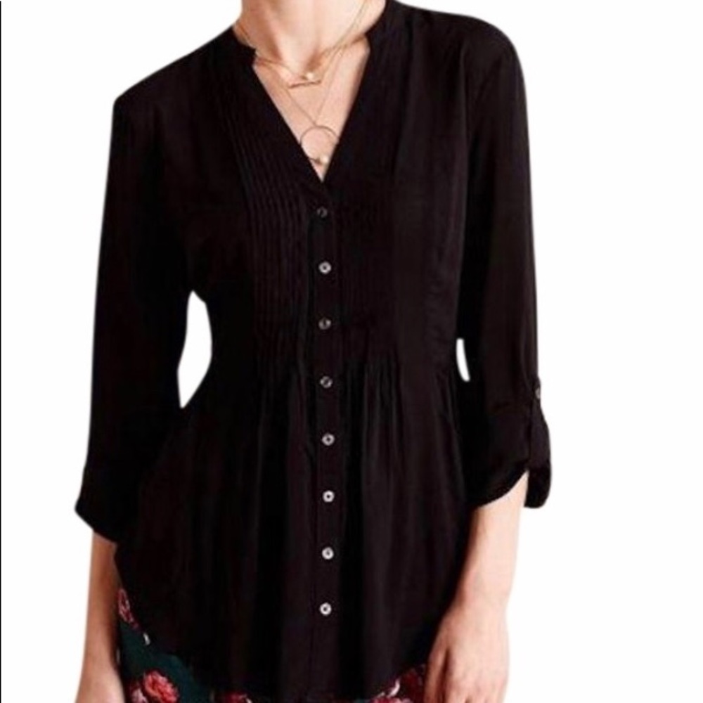 MAEVE pintuck long sleeve blouse